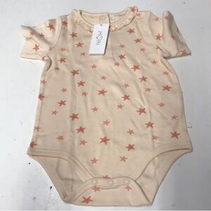 Mori Short Sleeve Coral Happy Star Print Onesie Sizes 12-18 & 18-24 Mo